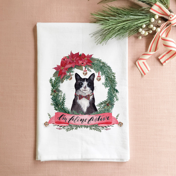 I’m Feline Festive Christmas Tea Towel