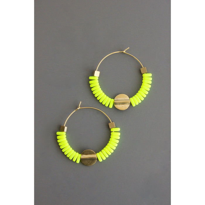 Neon and Brass Hoops